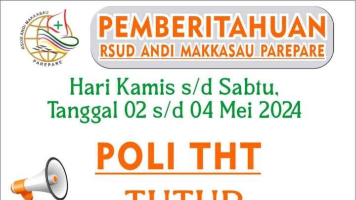 Layanan THT RSUD Andi Makkasau Kembali Beroperasi pada Senin Pemkot Parepare