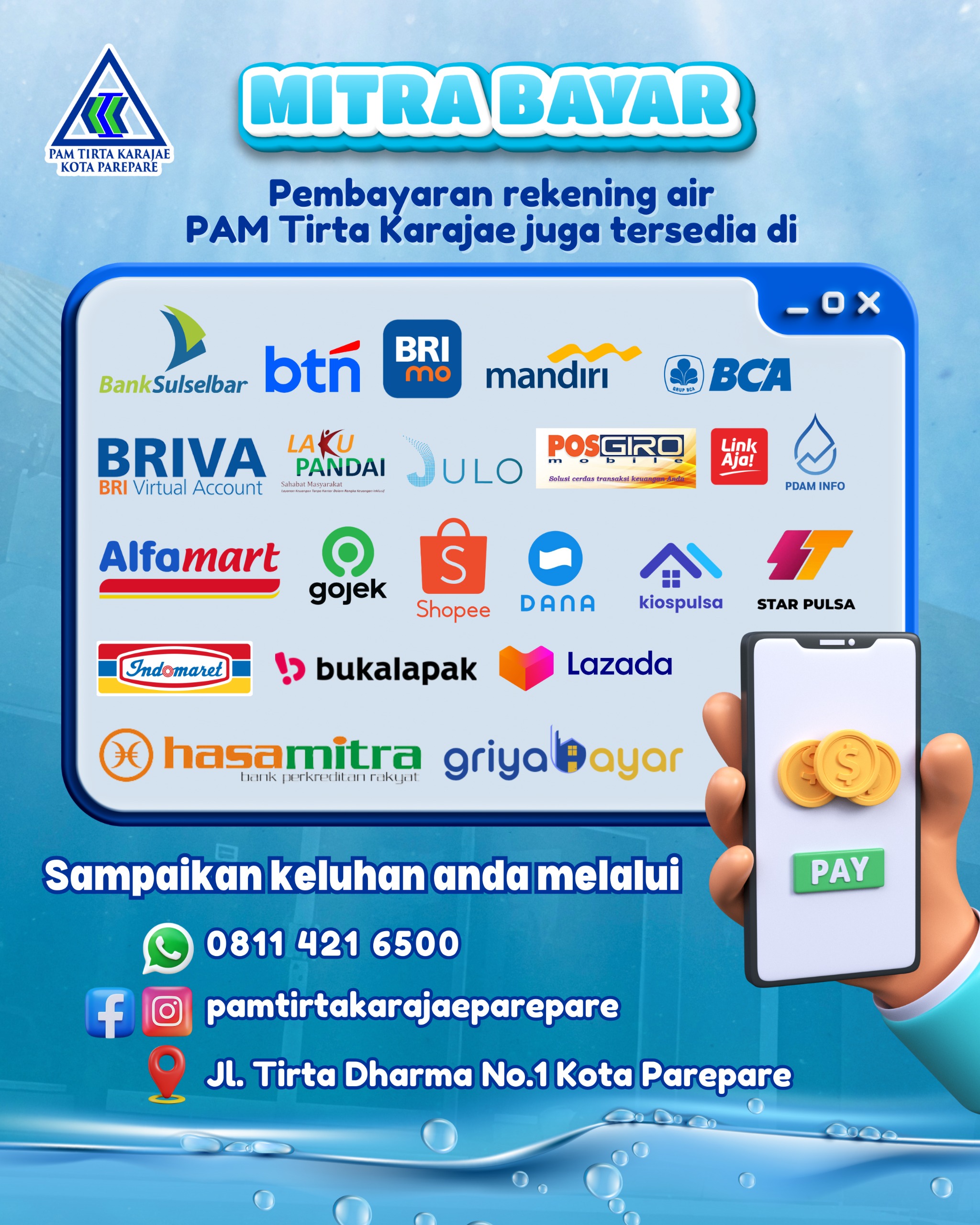 PAM Tirta Karajae Kota Parepare Hadirkan Layanan Pembayaran Tagihan Air Melalui Mitra Bayar